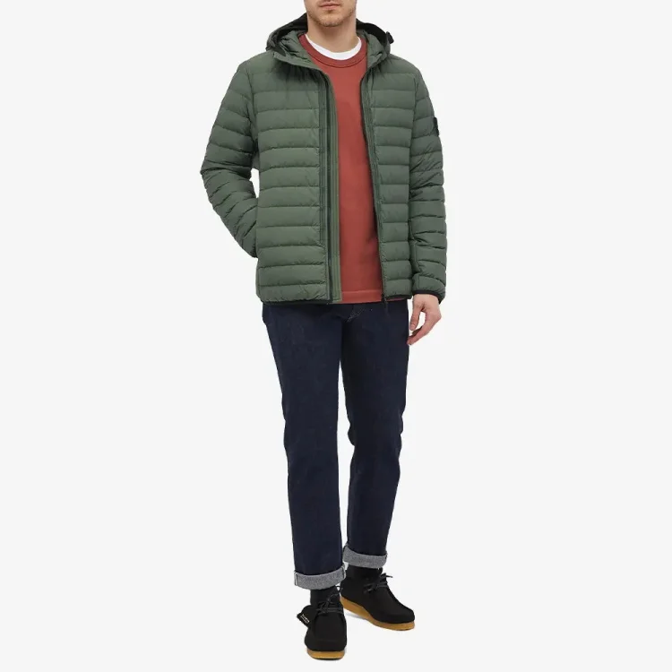 OEM custom 68% Organic Cotton 32% Recycled Nylon lightweight Goose down puffer Jacket jacket for men