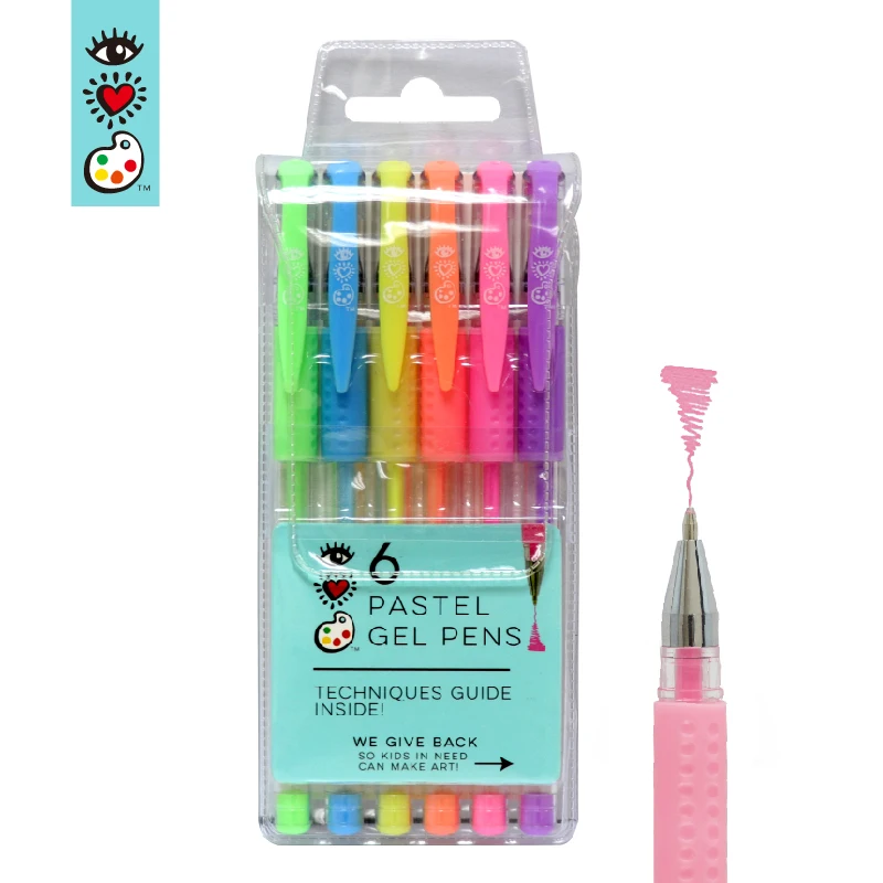 6 Packs 0.8mm Medium Line Art Milky Pastel Children Gel Pens