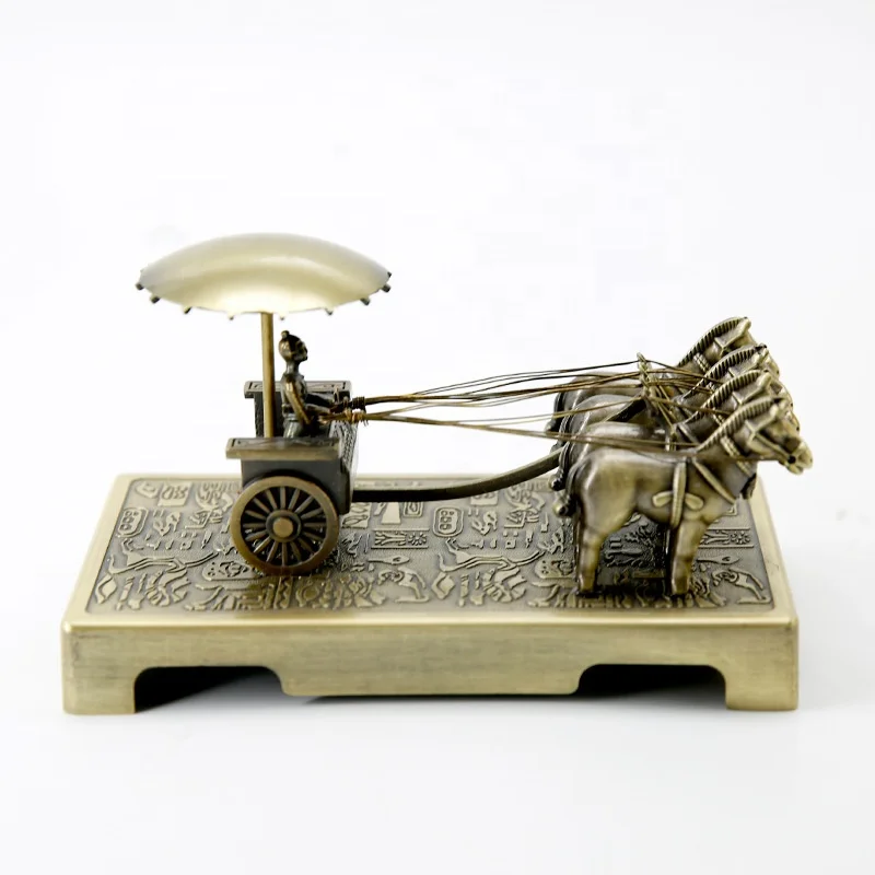 
Antique Bronze Craft Qin Shihuang Terracotta Warrior ornaments Car Horse Metal 