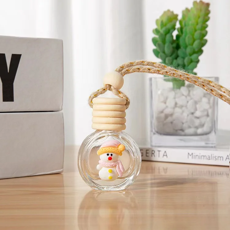 Wholesale Christmas Design Hanging Diffuser Car Air Freshener Empty Car Perfume Essential Oil Glass Bottle