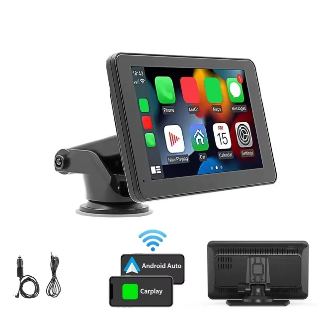 7inch Car Screen With Dash Cam Portable CarPlay Android Auto Monitor Dual DVR 1080P Rear Camera For All Car CarPlay
