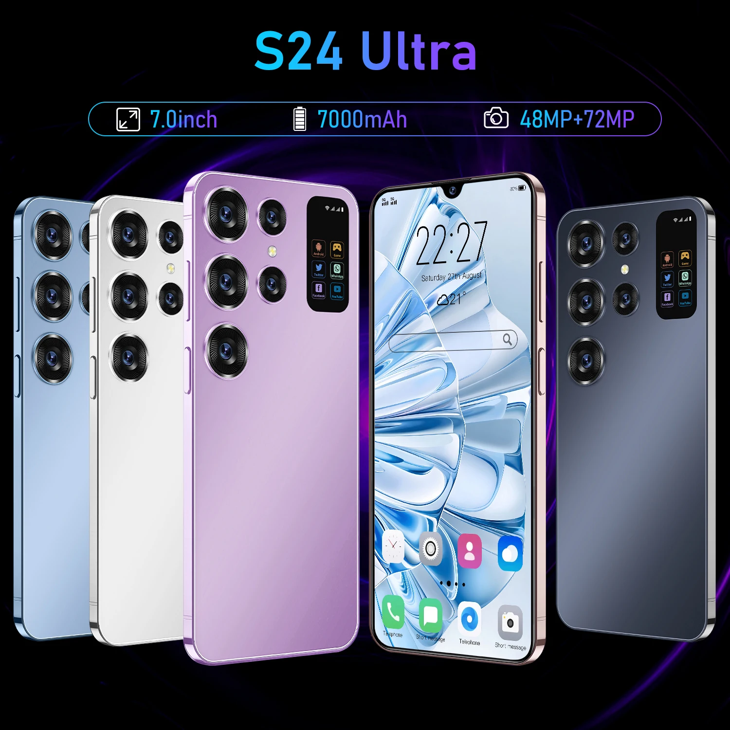 High configuration Global Version S24 Ultra smart phone 7inch telephone 22+2TB Unlock S-Pen 4G WIFI S23 S24 mobile phones