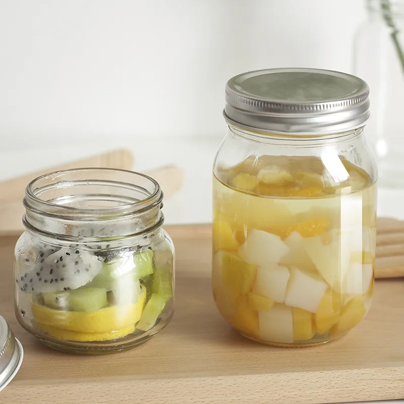 Made in China Wholesale Storage Bottle Round  250ml 280ml 380ml 500ml Salad Canned Pickle Sauce Spice Glass Mason Jar