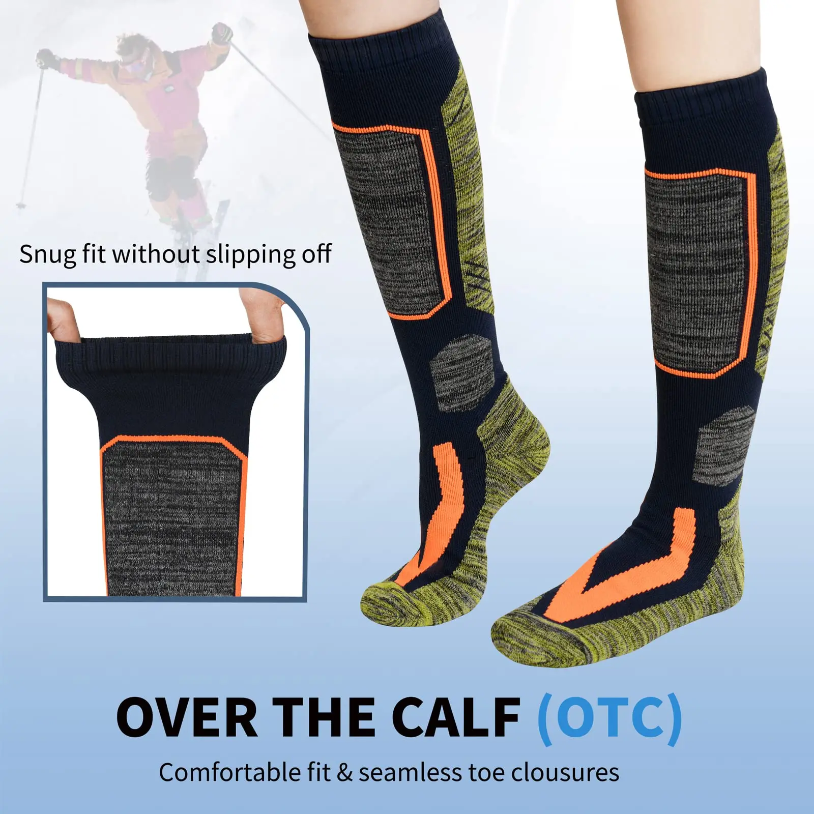Knee High Socks for Men Women Unisex thermal Snow Skiing Snowboard Socks