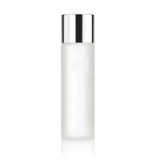 Clear Frosted Empty Glass Bottle Cosmetic Bottles Gold Black Screw Lid 100ml 150ml 230ml Empty Toner Glass with Sliver Cylinder