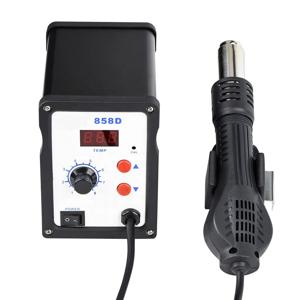 Green 858D 700W SMD LCD Digital Hot Air Rework Station with Soldering Iron