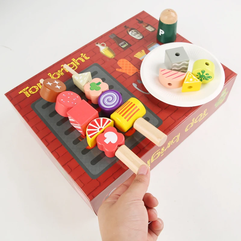2024 new product Hot style children Fun grill  gifts creative Wooden simulation family kitchen toys For boys and girls 3 to 6