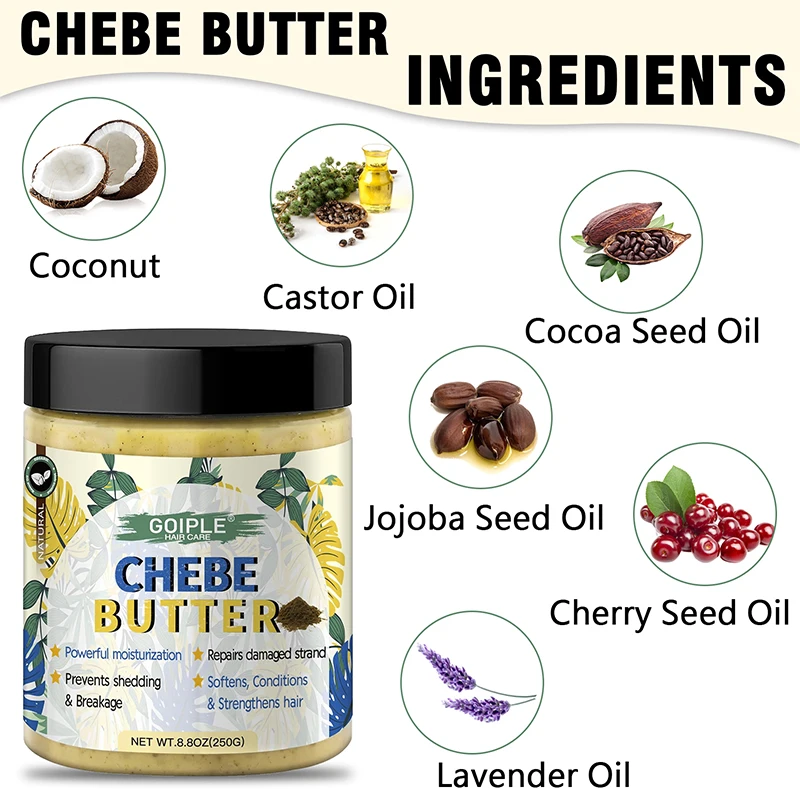 Private Label Chebe Butter for Deep Nourishes Hair Follicle Healthy Growth Repair Damaged Hair Oil Wholesale Chebe Powder 8.8oz