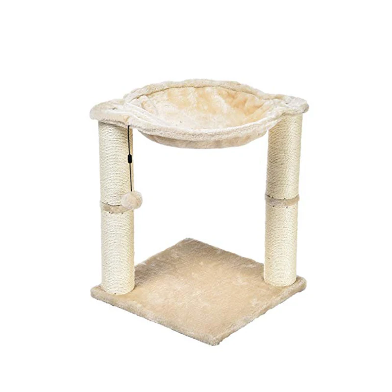 Plush Cat Scratching Kitty Kitten Cat Pet Activity Furniture Bed Condo Tree with Hammock Sisal Scratcher Hanging Teasing Ball