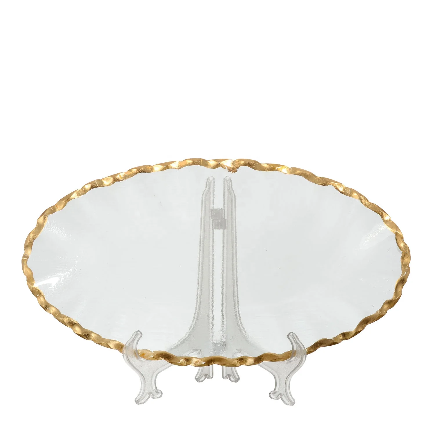 Samyo Dinnerware Set Gold Rim Elegant Serving Tray & Platter for Food Weddings Upscale Parties Dessert Table Cupcake display