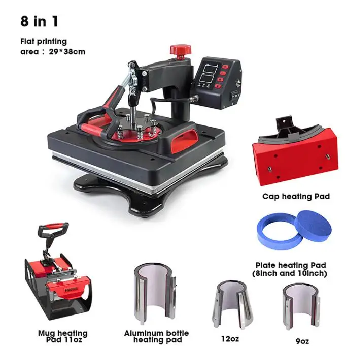 Heat sublimation hot stamping  clothes 5 in 1 hot stamping machine heat transfer hot stamping machine 8 in 1 machinery