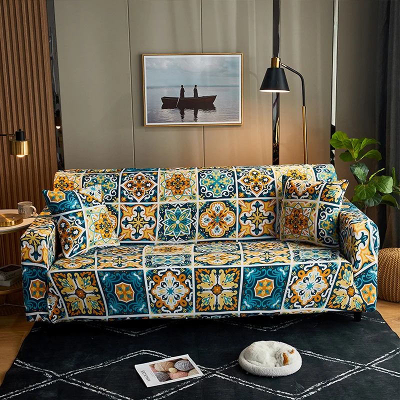 
Free sample ethnic style Stretch polyester Sofa Cover Protective Elastic Seat Sofa Cover dust proof sofa cover 