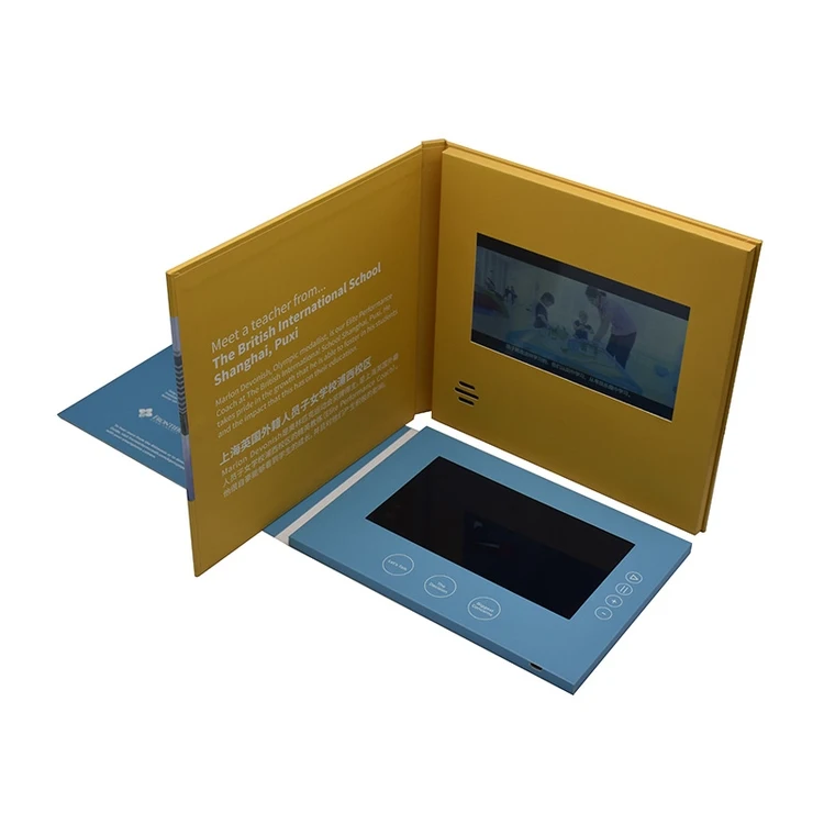 hardcover video brochure video business card custom made mini video mailable greeting card with 7 inch lcd screen