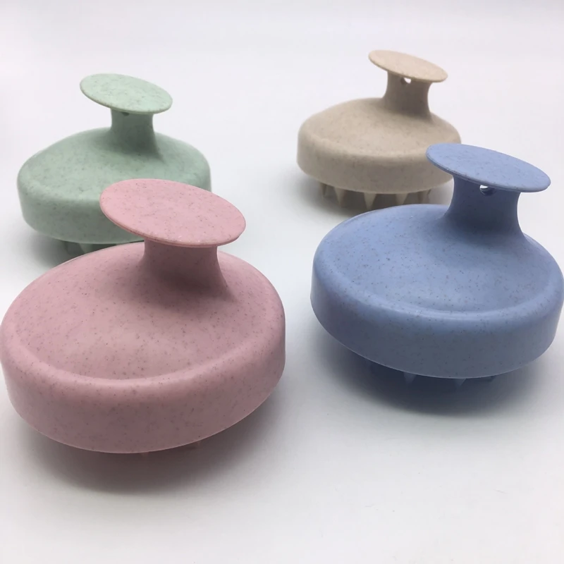 Factory Customized Logo Gifts Handle Wheat Straw Hair Detangling Comb Silicone Scalp Massage Shampoo Brush