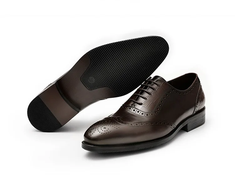 Туфли-оксфорды мужские кожаные, роскошные деловые, дышащие, на резиновой подошве, классические, для офиса, свадьбы, без каблука