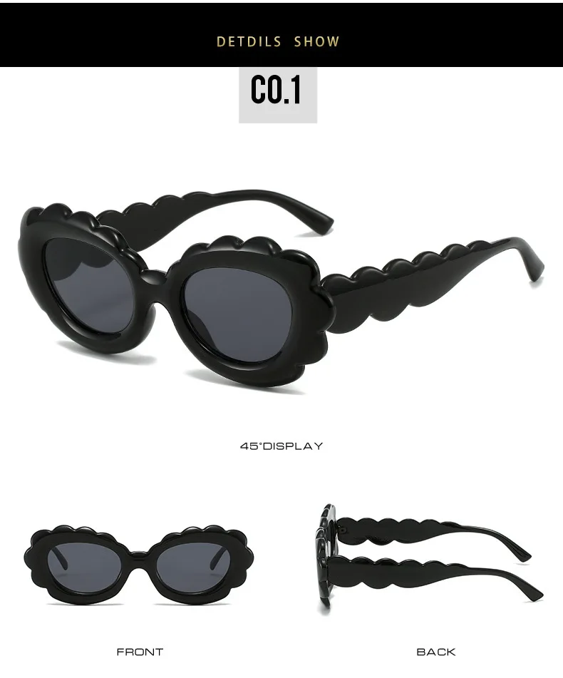 Retro Sexy Oval Sunglasses Women Men Luxury Brand Fashion Rose Pink Punk Flower Sun Glasses Ladies UV400 Shades