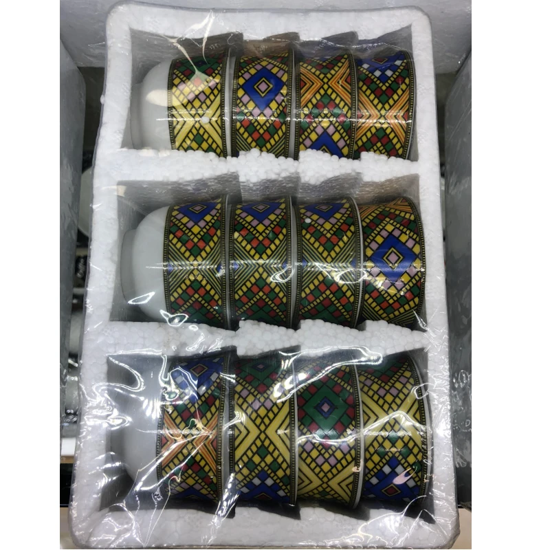 Ceramic Cawa Coffee Cups Set Porcelain Without Handle  For Saudi Arabic Ethiopian