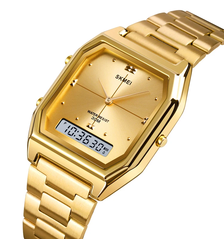 SKMEI 2258 MEN DUAL TIME WATCH SQUARE DIAL DIGITAL WATCH
