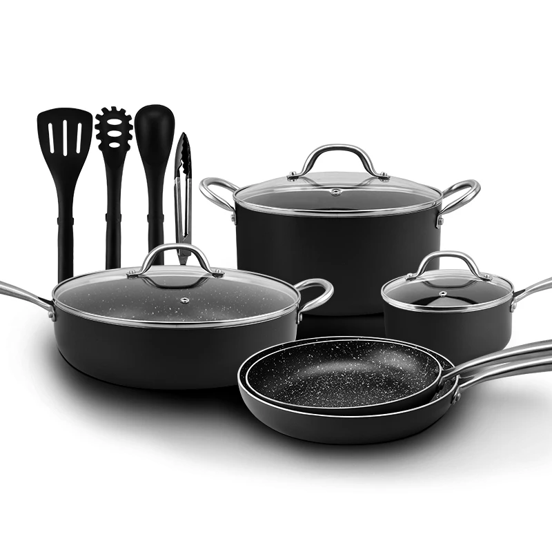 Amercook горячая Распродажа 12 шт. Пользовательские Оптовые кухонные кастрюли наборы кухонная кованая Алюминиевая антипригарная сковорода набор посуды