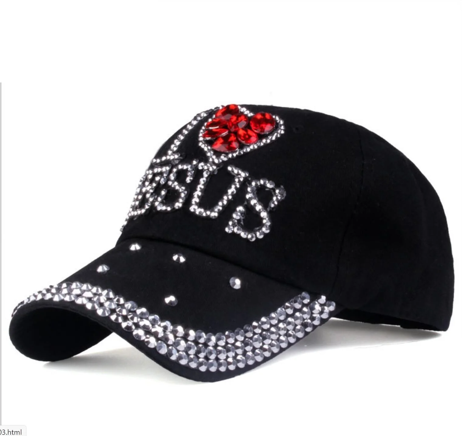 Wholesale Fashion Baseball Caps High Quality Bling Hats For Women Custom JESUS Cotton Cap Adjustable Rhinestone Denim Cap Hat