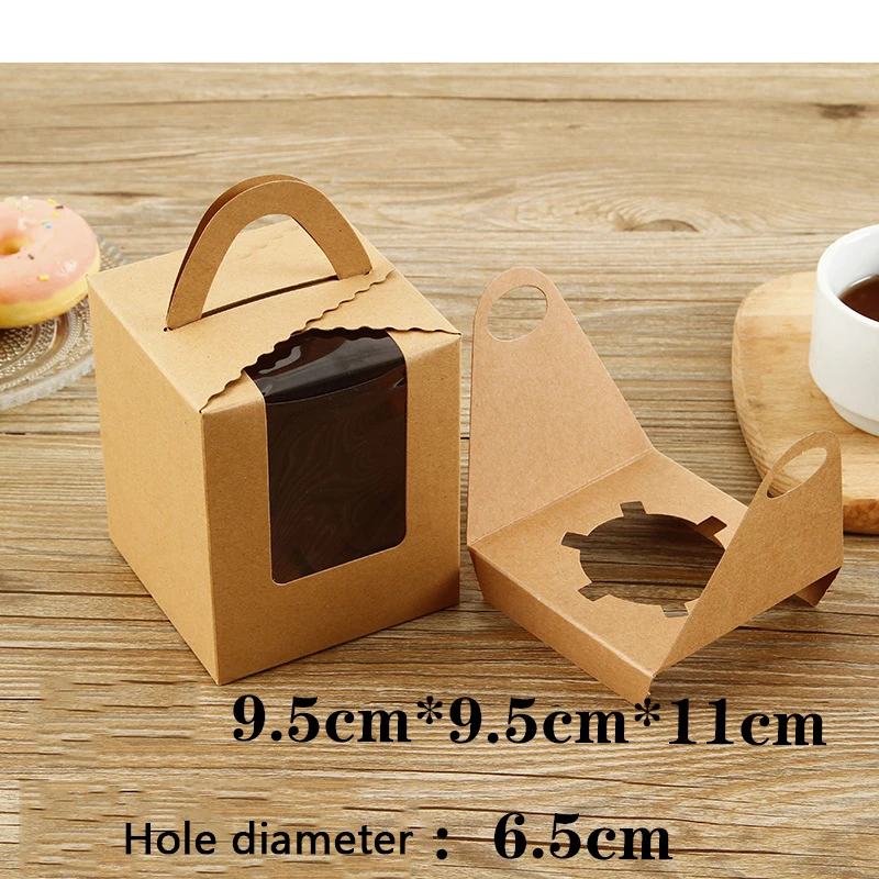 Spot one cup cake boxes kraft take away paper cup clear window cupcake box