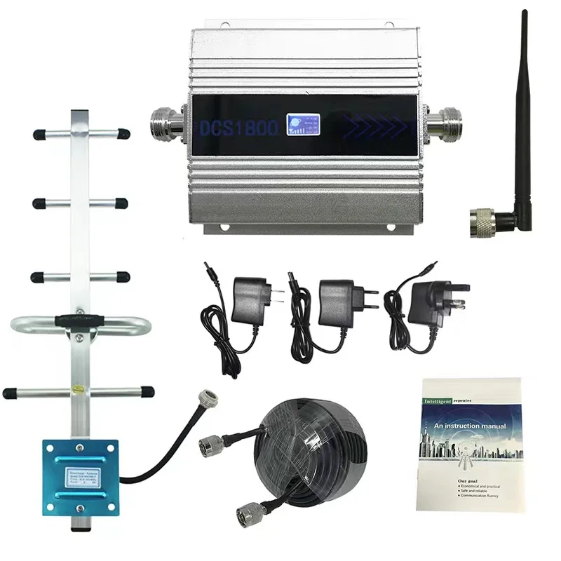 Factory price mobile phone signal amplifier 1800MHz mobile repeater 4G booster with cable antenna