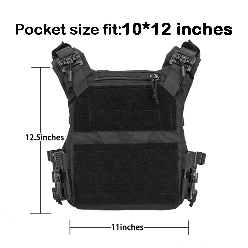 HuaSheng 900D Nylon Quick Release Plate Carrier Laser Cut MOLLE System Combat Tactical Vest for Outdoor Paintball Game