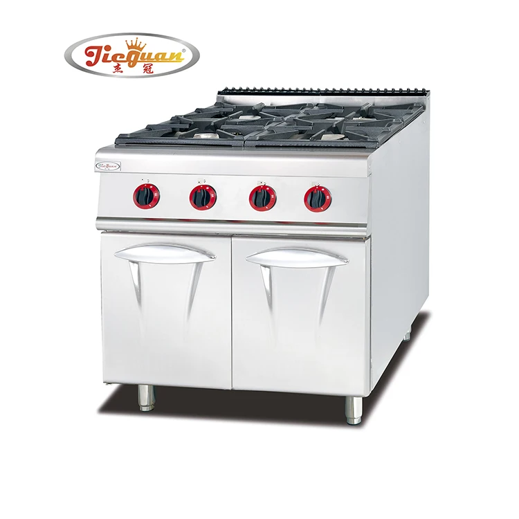 Commercial Factory Hot Sale Stainless Steel Free standing gas range with 4 burners with gas oven