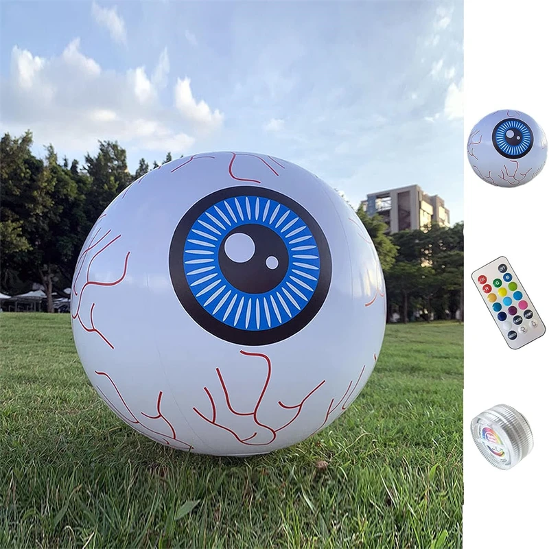 Halloween Inflatable Eyeball Lights Party Outdoor For Yard Lawn Pool Remote Control LED Eyeball Color Party Courtyard Bar Decor