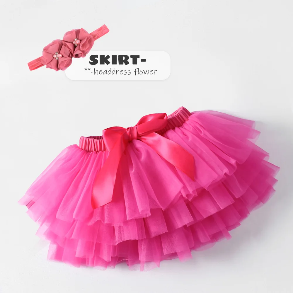 Newborn Infant Outfits 2pcs Baby Girl Tulle Tutu Skirt Chiffon Ruffle Diaper Cover Baby Bloomers And Flower Headband Set