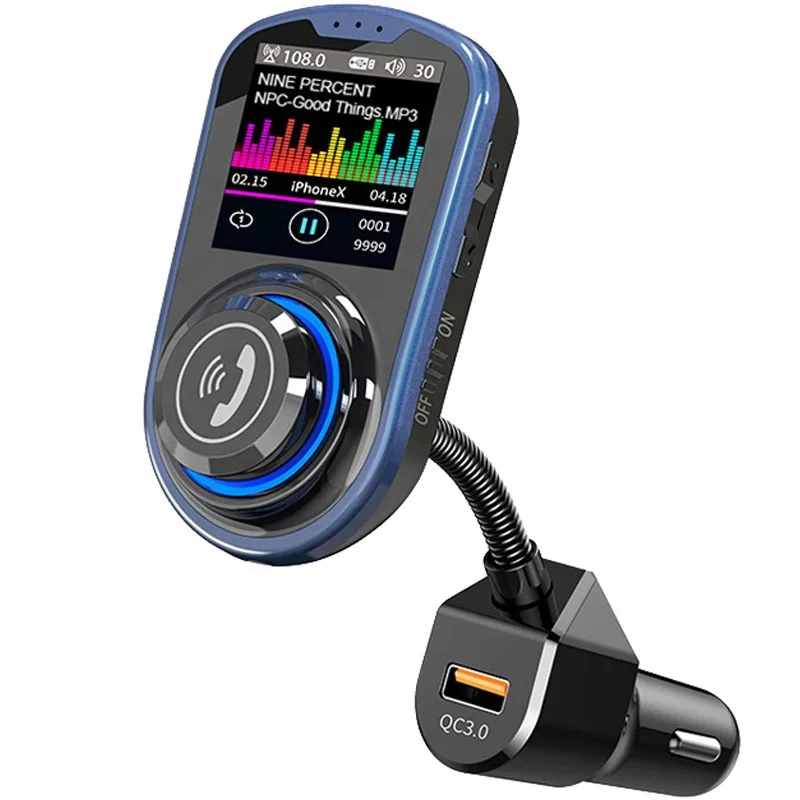 Voice wake-up Big screen Color Large Screen lossless Sound Dual USB Car Charger FM Transmitter Bluetooth Car Mp3 player