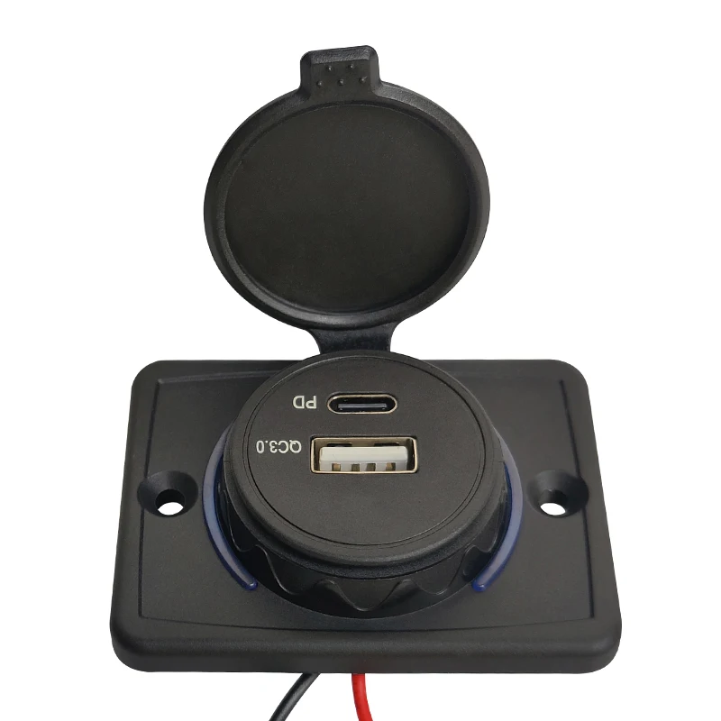 12-24V Double Port 48W Fast Charging 18W Type A QC3.0 USB Socket Type C PD 30W USB Charger 12 Volts Usb Connection