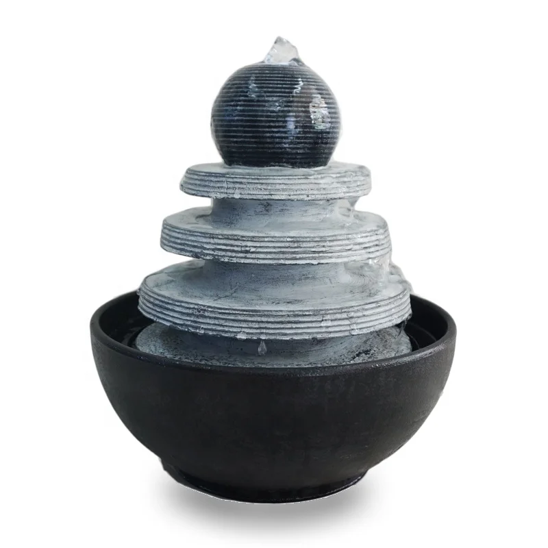 glass ball resin flower tabletop water fountain indoor decoration for home
