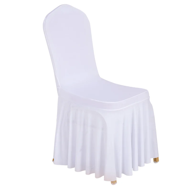 Pure White High Quality Banquet Used Spandex Plain Dyed Chair Covers With Sundress