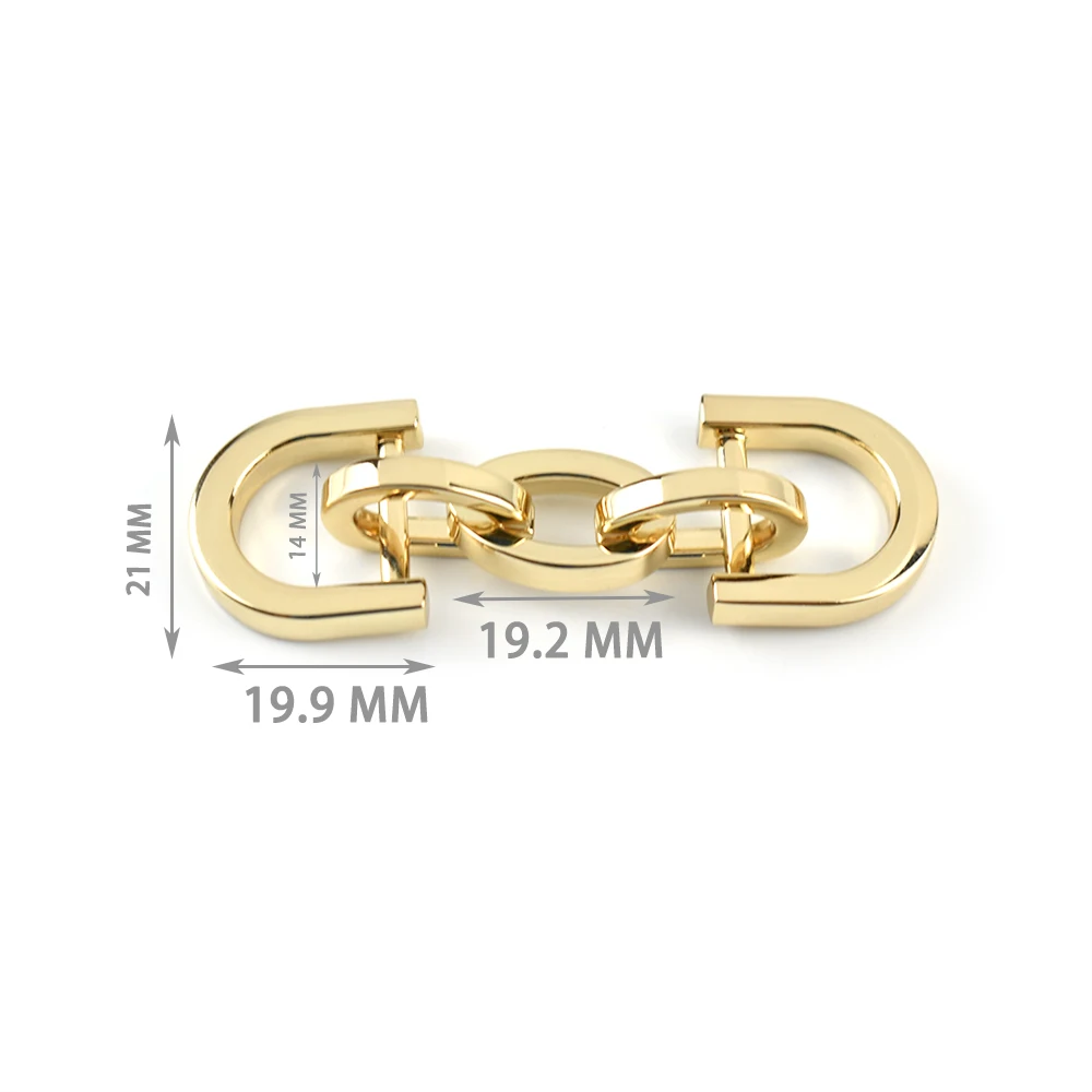 High Quality 14mm Gold Luxury Smooth Surface Shoe Buckle with D Ring