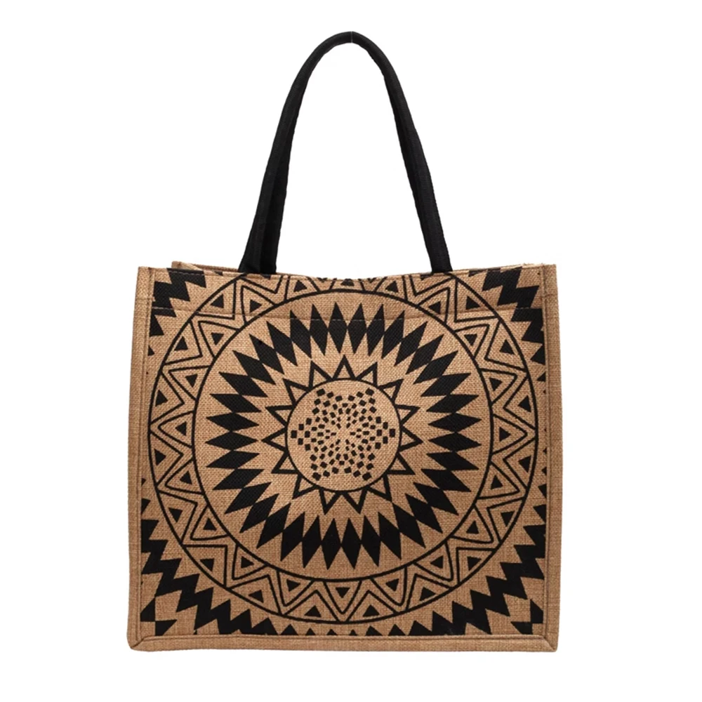 Suction Buckle Design Recycled Waterproof Large Capacity Custom Printed Jute Tote Bag