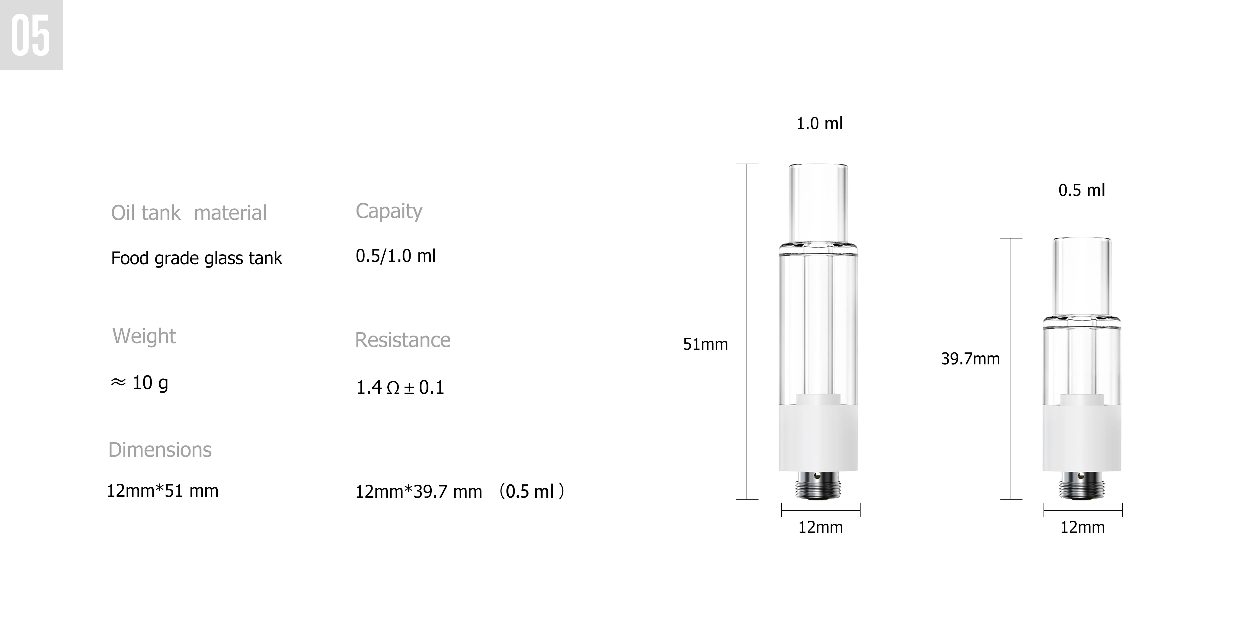 Excellent Supplier in China All Glass  E Cigarette Ecig Vape Pen Vape  510 Vape Cartridge 0.5/1.0 Glass Tank