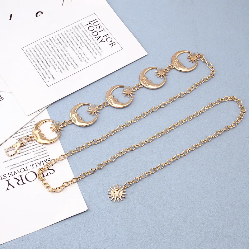 Fashion Clothes Accessories Moon Star Metal Waist Chain Belt Hip Hop Punk Crescent Body Chain