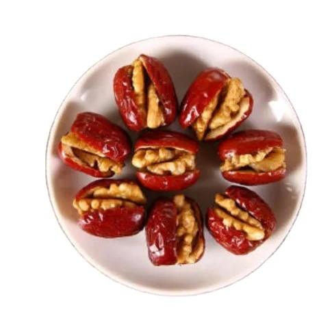 Wholesale Price High Quality Sweet Flavor Chinese Dried Read Date Jujube mixed with Walnuts Fruit Snack