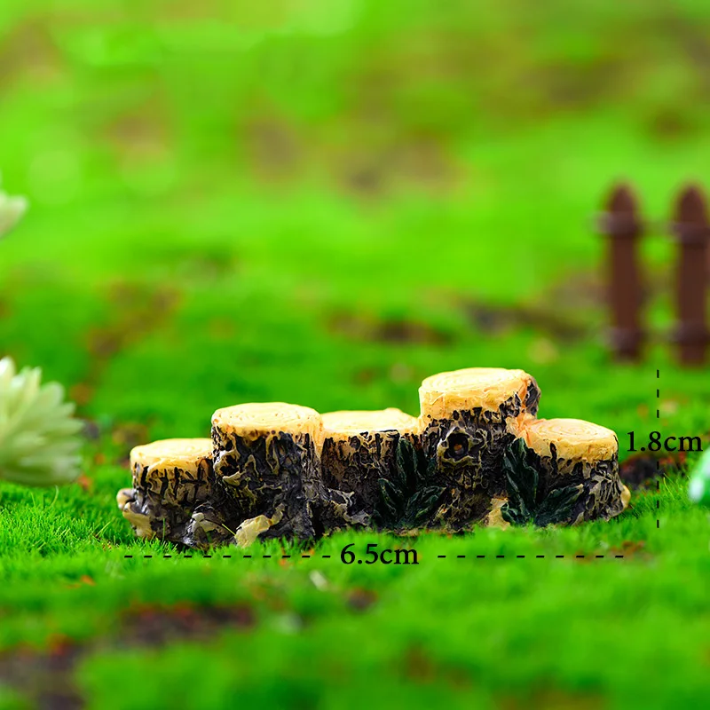 Artificial Fence Stump Resin Craft Landscape Ornament Micro Garden Miniature Sculpture Statue,Decor for Aquarium Small Pet Home