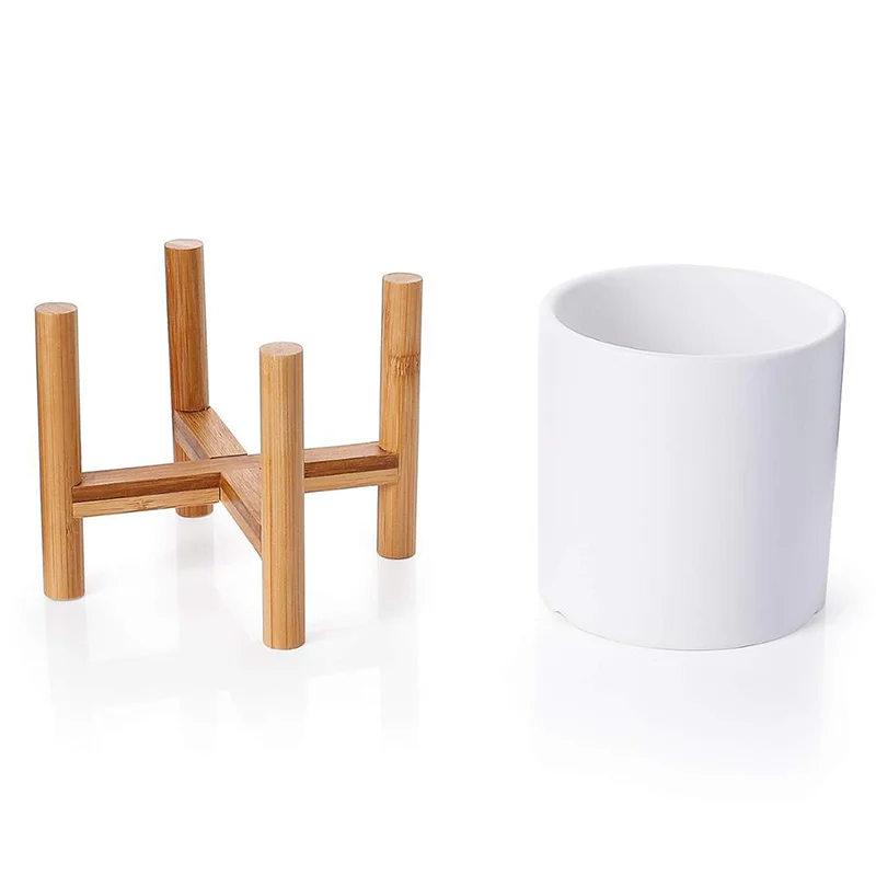 Customizable extension-type Storage Shelves Pot Stand Display Rack Natural Bamboo Wooden Flower Plant Stand for Balcony Indoor O