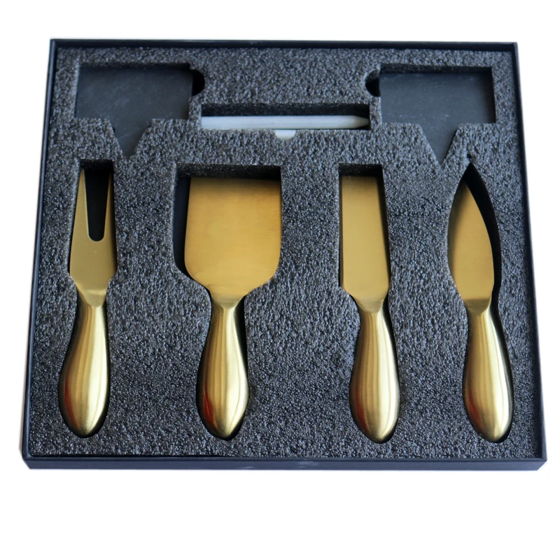 Quality Gold color 3pcs Gold  Knife Set Stainless Steel  Cheese Cake Cutter dessert cutlery