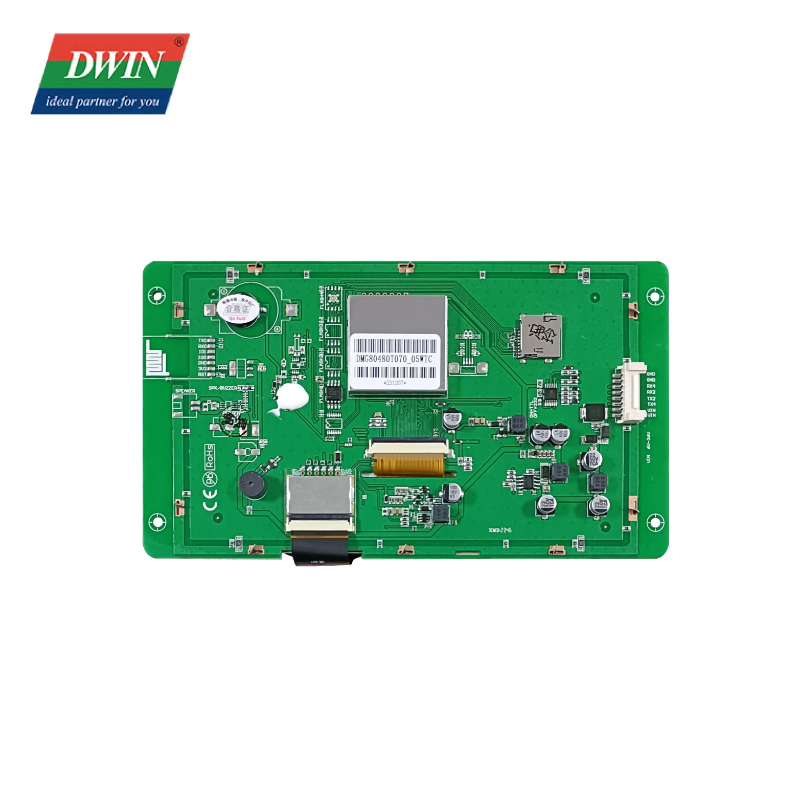 7 Inch Display LCD 800*480 HMI Smart UART 262K Colors TN TFT display Capacitive Touch Panel Screen