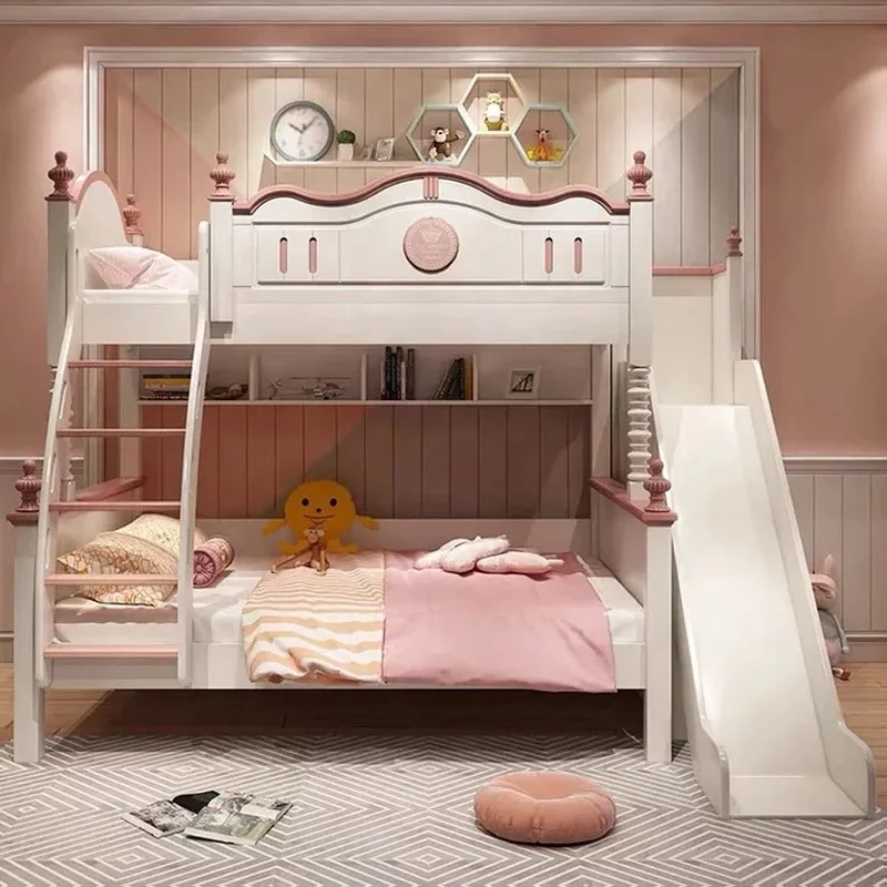 Castle Princess Children Beds Girl Bunk Kids Bed Set Furniture for Girls pink Bedroom With