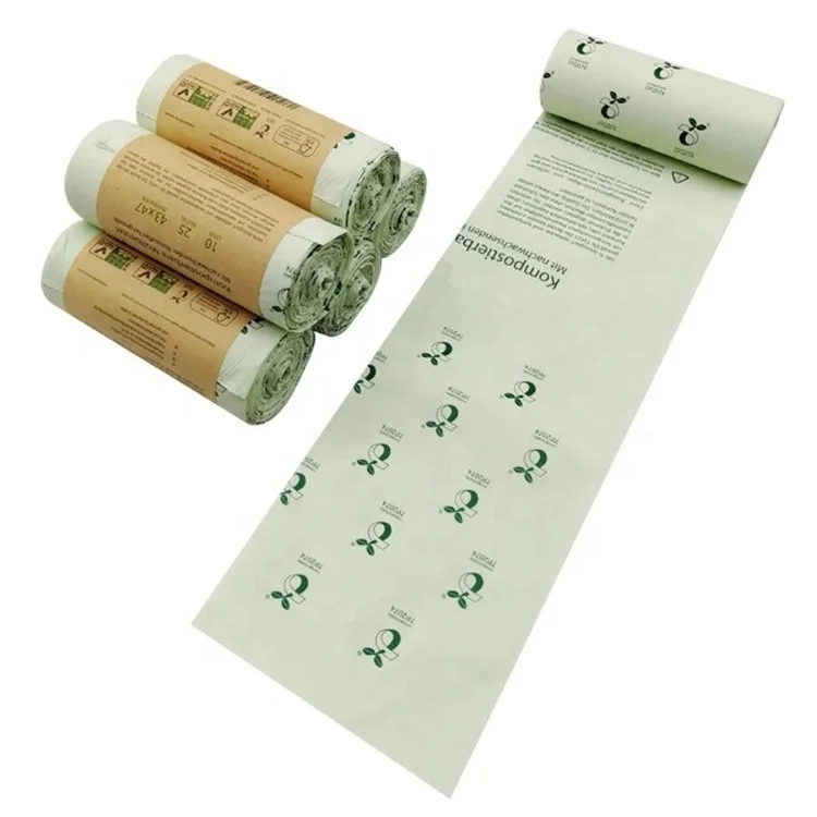 ASTM D6400 100% Eco friendly Corn starch Compostable plastic biodegradable kitchen garbage trash bag