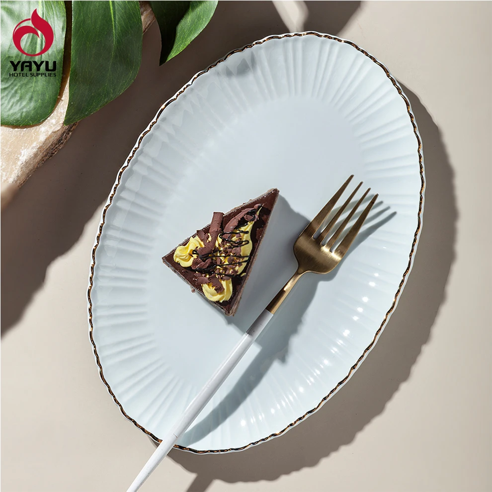 Turquoise Vintage porcelaine anglais Charger Piatti Dinnerware Porcelain Restaurant Geschirr Ceramic Dinner Wedding Serve Plate