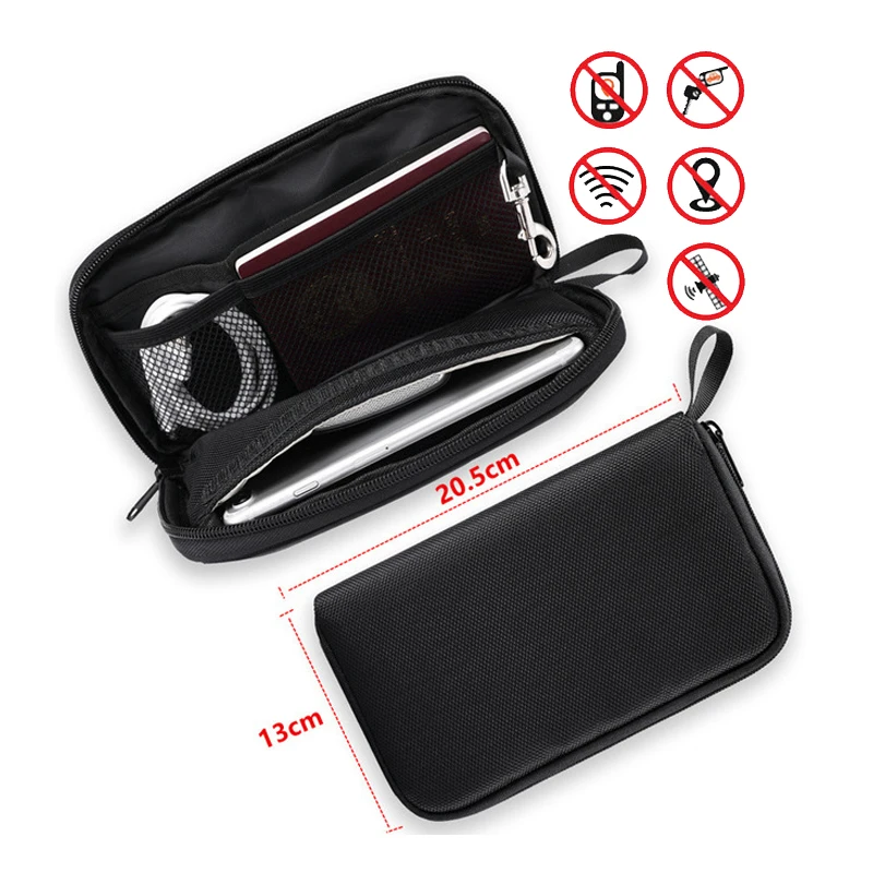 Anti-Tracking GPS RFID Car Key Signal Blocker Wallet Cell Phone Shielding Pouch Protective Case Fireproof Faraday Bag with Zip