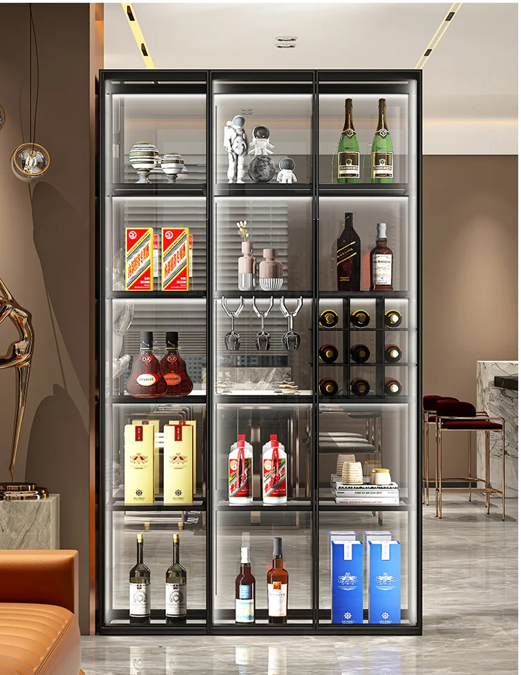 Classic Royal Design Dining Bar Storage Display Wine Rack Household Furniture Luxury Door Wine Cabinet