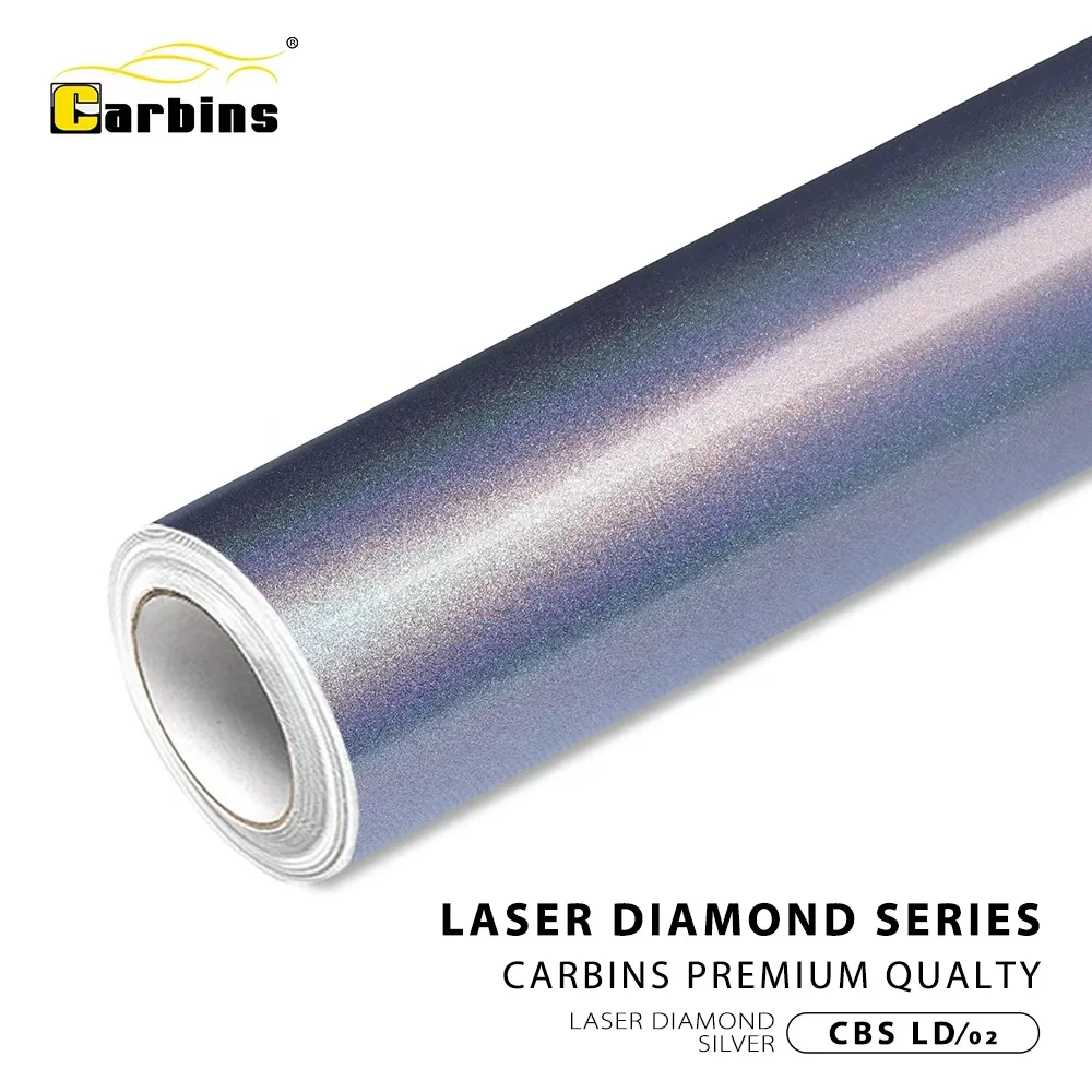 Carbins Car Films Factory Laser Diamond Silver Car Stickers Wrap Paper Auto Body Film Vehicle Vinyl Wrap With Air Bubble Free
