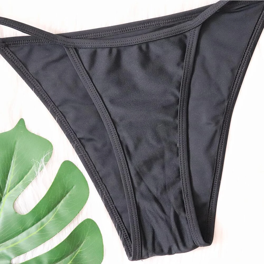 FS Black One Shoulder Metal Pleated Micro Thong Swimsuits Two Piece Hot Fashion Show Sexy Girl Photo Bikini